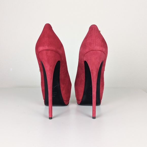 Giuseppe Zanotti Sharon 115 Passion Platform Suede Pumps in Red, 35.5 - Picture 4 of 10